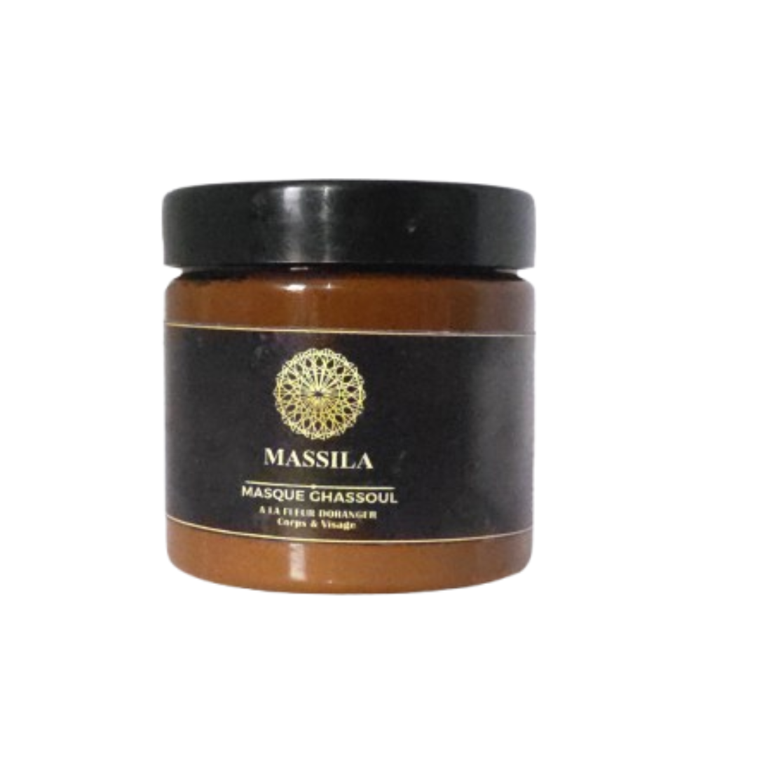 MASSILA Masque Ghassoul à la Fleur d'Oranger Corps & Visage - 200g