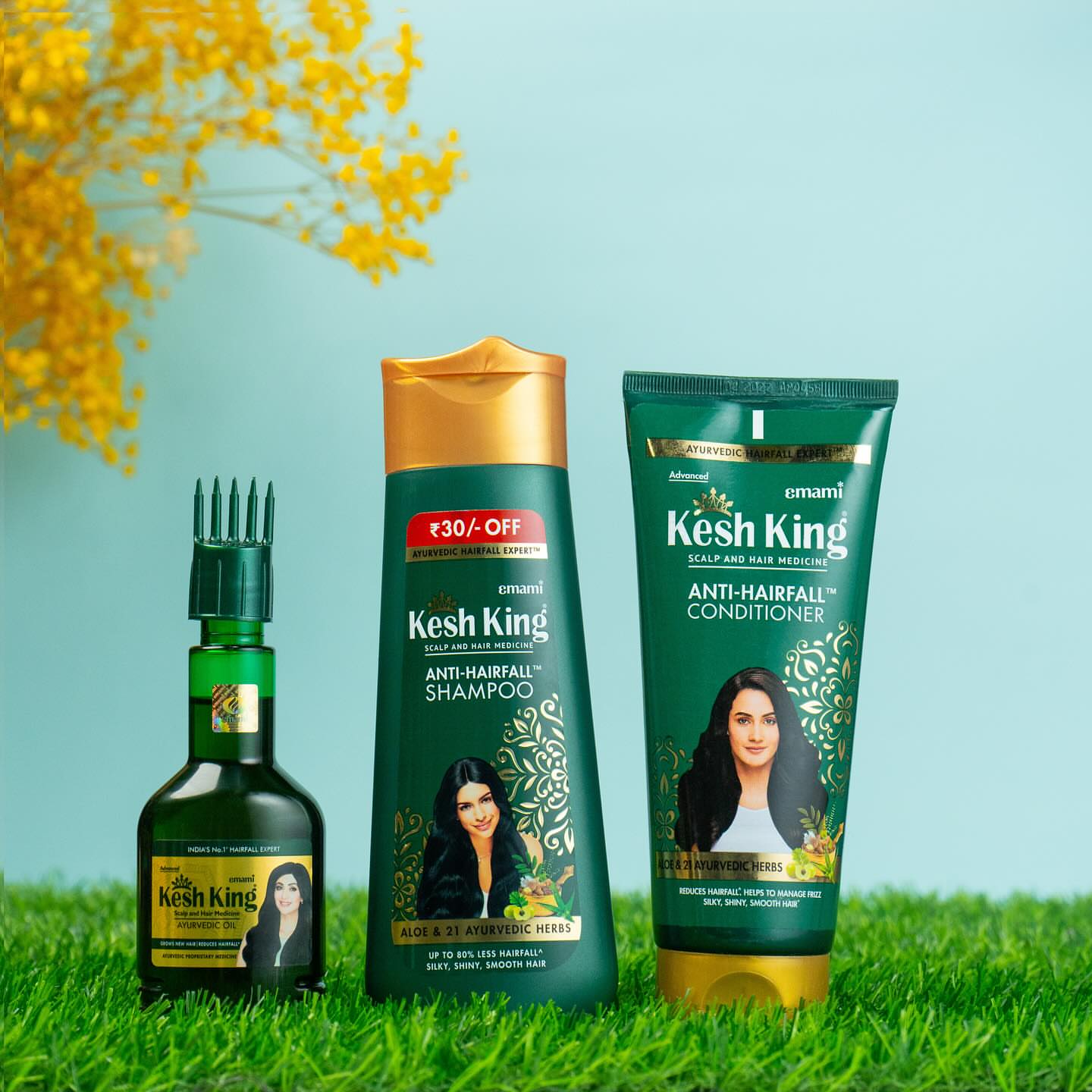 تركيبة أيورفيدية كيش كينج: زيت + شامبو + بلسم