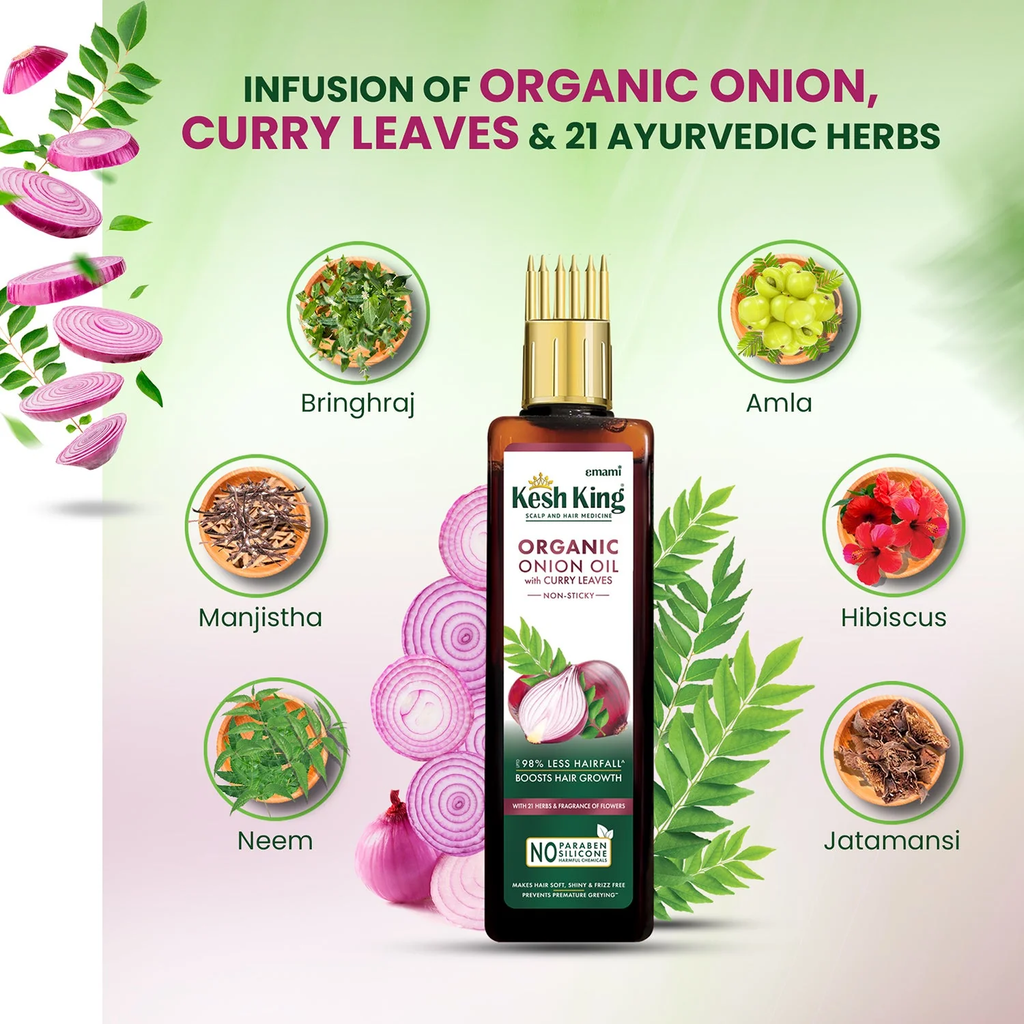 Huile Bio à l’Oignon avec Feuilles de Curry Kesh King 100ml