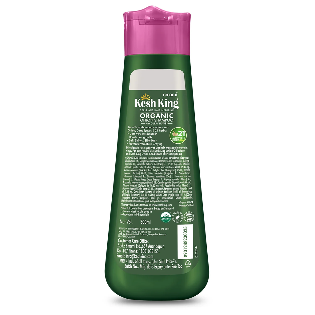 Kesh King Shampoing Bio à l'Oignon et aux Feuilles de Curry 300ml